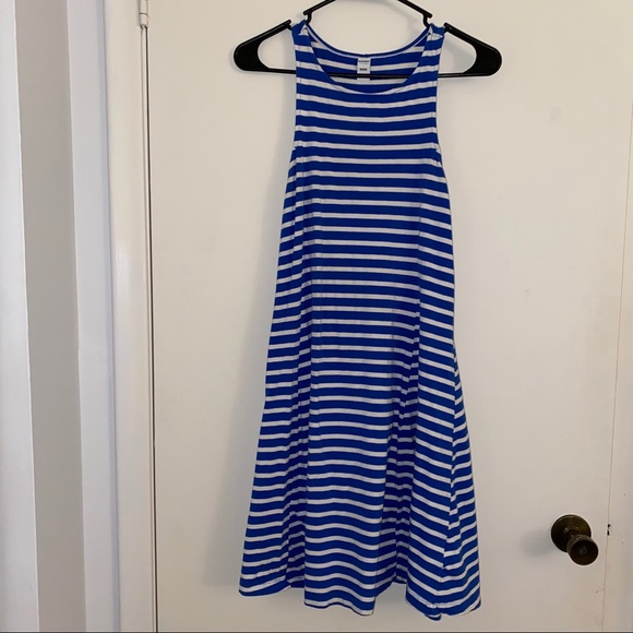 royal blue and white striped dress